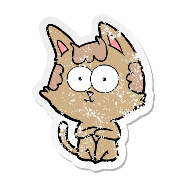 bir mutlu karikatür kedi sıkıntılı etiket