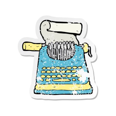 bir çizgi film daktilo Retro sıkıntılı etiket