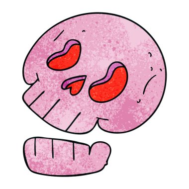 ilginç el çizilmiş karikatür kafatası