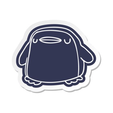 sevimli penguen karikatür etiket kawaii
