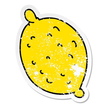 ilginç bir el sıkıntılı etiket karikatür limon çizilmiş