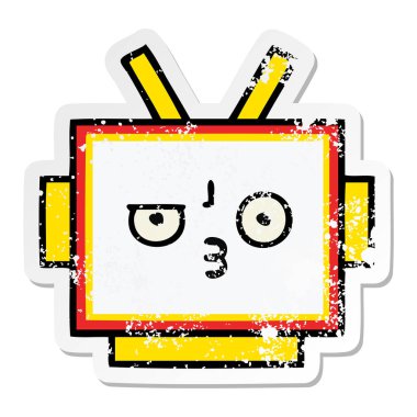 sevimli çizgi robot baş sıkıntılı etiket