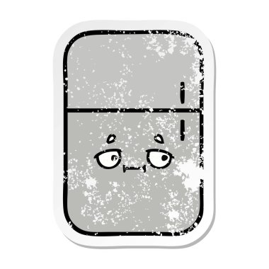 sevimli çizgi buzdolabı dondurucu sıkıntılı etiket