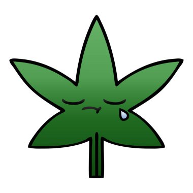 Degrade gölgeli karikatür marihuana yaprağı