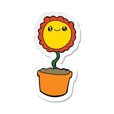 etiket bir karikatür çiçek