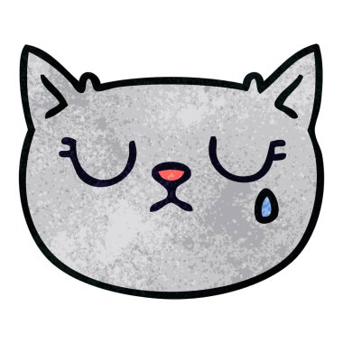 ilginç el çizilmiş karikatür kedi ağlıyor