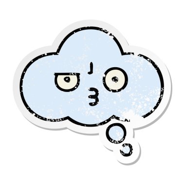 sevimli çizgi düşünce balonu sıkıntılı etiket