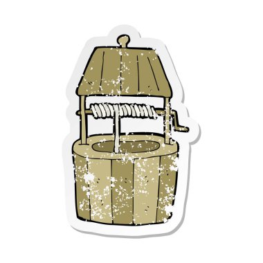 dilek kuyusu çizgi retro sıkıntılı etiket