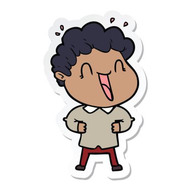 etiket karikatür mutlu bir adamın