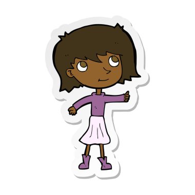 etiket bir karikatür mutlu kız