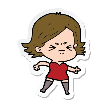 bir çizgi film kızgın kız etiketi