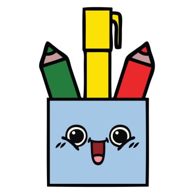 sevimli çizgi kalem pot