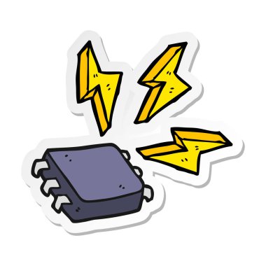 bir çizgi film bilgisayar çipi etiket