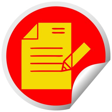 dairesel peeling etiket karikatür bir belge yazma