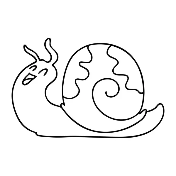 Línea peculiar dibujo caracol de dibujos animados — Vector de stock