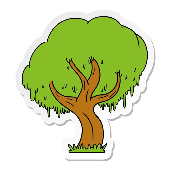 Pegatina de dibujos animados garabato de un árbol verde — Vector de stock