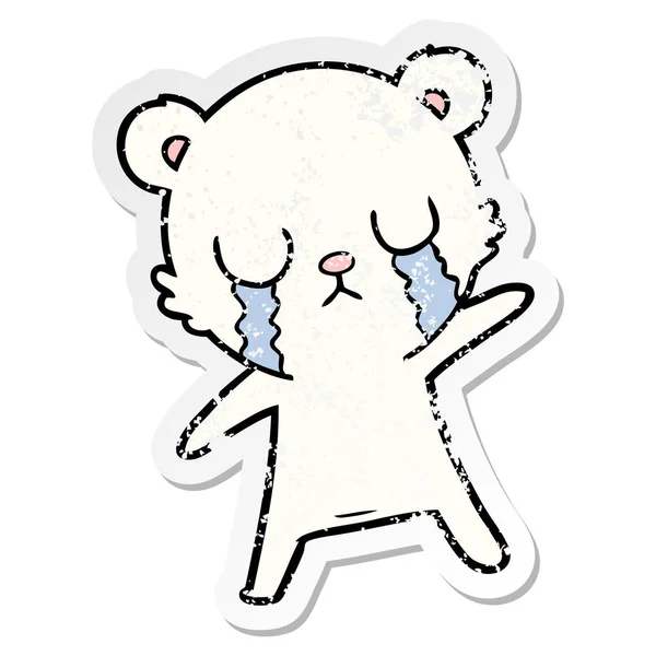 Distressed sticker of a crying polar bear cartoon — Stock Vector