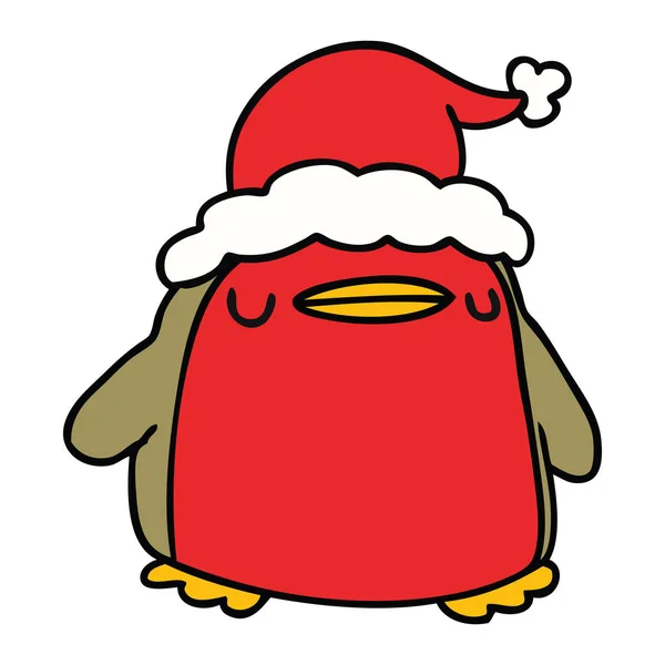 Desenhos animados de Natal de um robin kawaii — Vetor de Stock