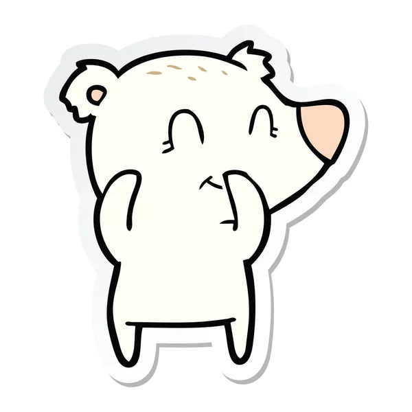 Adesivo di un cartone animato orso polare ridacchiante — Vettoriale Stock