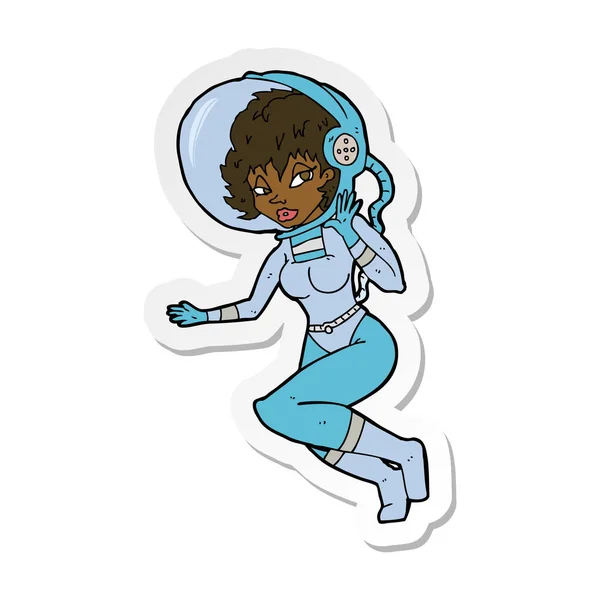 Sticker van een cartoon ruimte vrouw — Stockvector