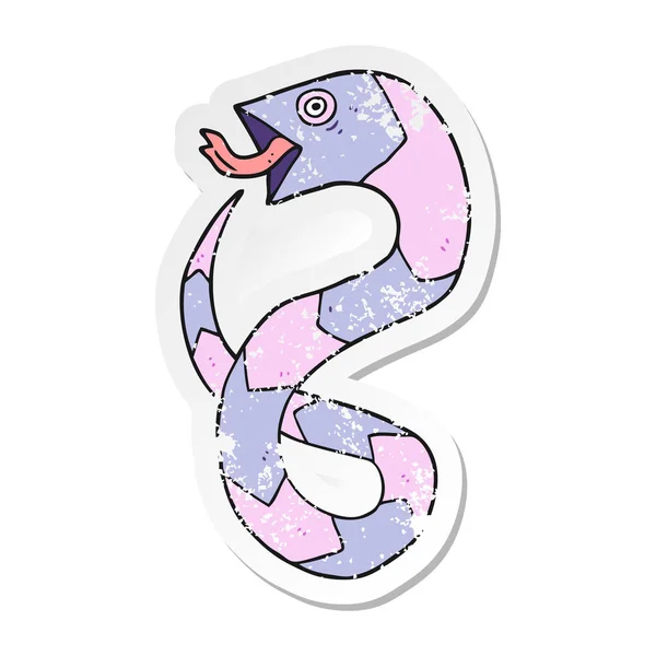 Etiqueta angustiada de uma cobra de desenho animado — Vetor de Stock