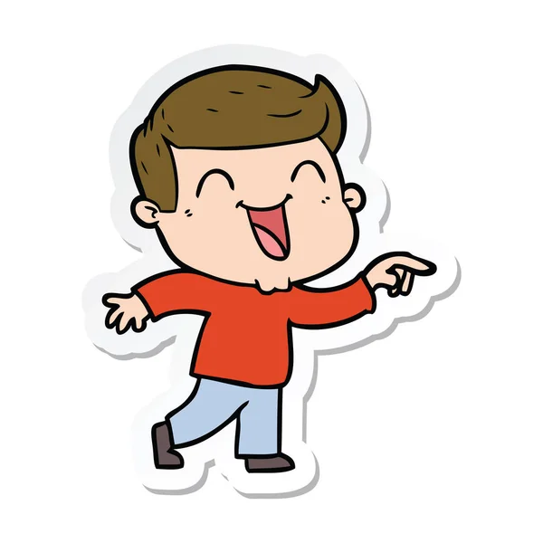 Sticker of a cartoon man laughing — Stock Vector