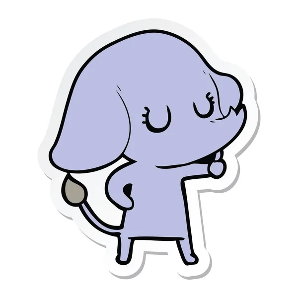 Adesivo di un simpatico elefante cartone animato — Vettoriale Stock
