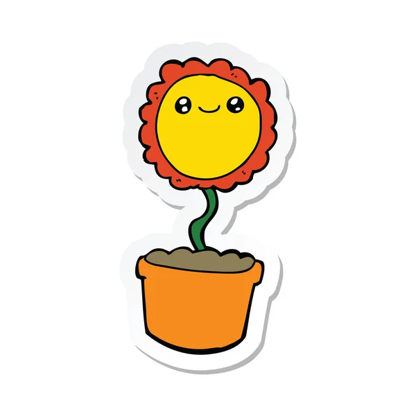 Sticker van een cartoon bloem — Stockvector