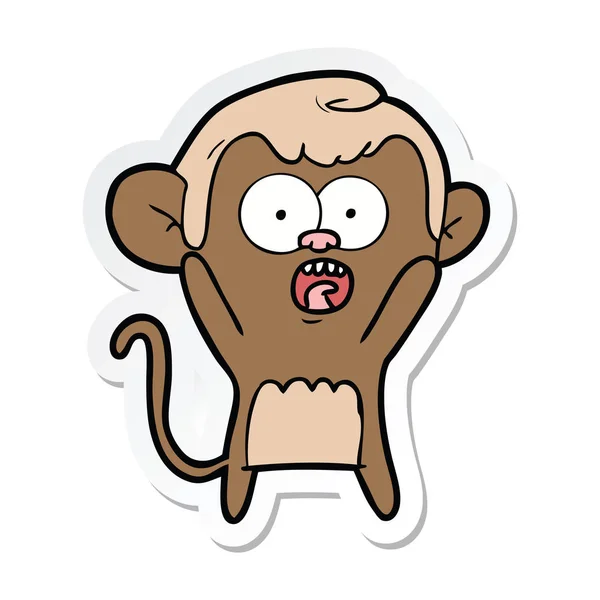 Sticker of a cartoon shocked monkey — Stock Vector