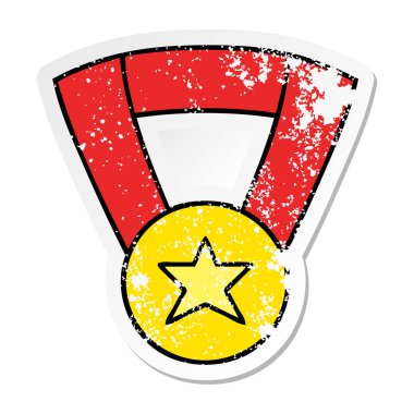 sevimli çizgi altın madalya sıkıntılı etiket