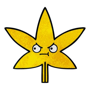 Retro grunge doku çizgi film sonbahar yaprak