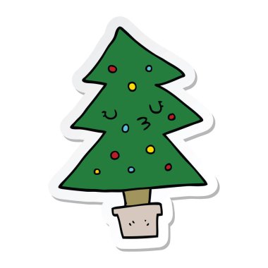 etiket bir karikatür Noel ağacının