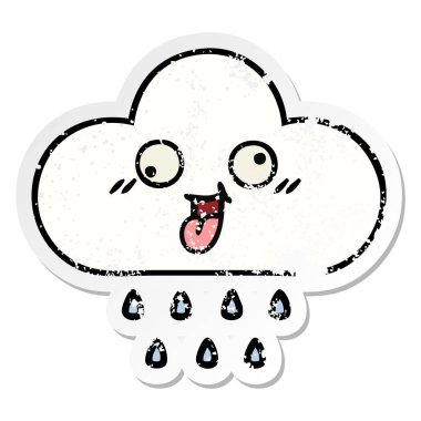 sevimli çizgi yağmur bulutu sıkıntılı etiket