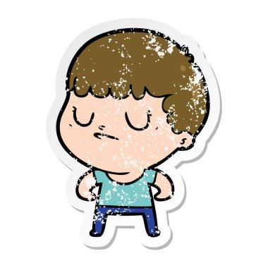 bir çizgi film huysuz çocuğun sıkıntılı etiket