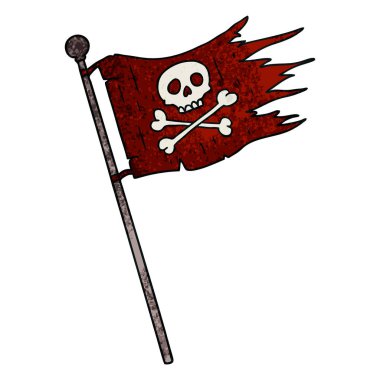 bir korsan bayrağı dokulu karikatür doodle