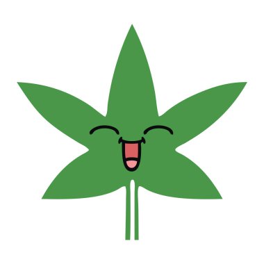 düz renk retro karikatür marihuana yaprağı