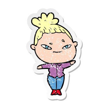 bir çizgi film kadının sıkıntılı etiket