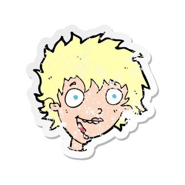 bir çizgi film çılgın heyecanlı kadın Retro sıkıntılı etiket