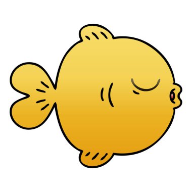 ilginç degrade gölgeli çizgi film balık