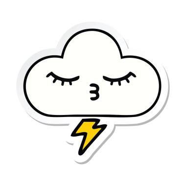 sevimli çizgi gök gürültüsü bulut etiket