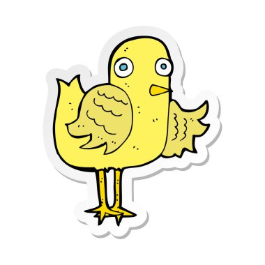 etiket kanat sallayarak bir karikatür kuş