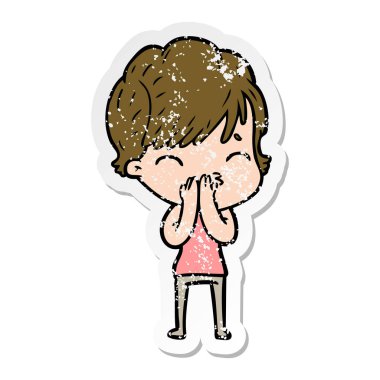 düşünme bir karikatür kadının sıkıntılı etiket