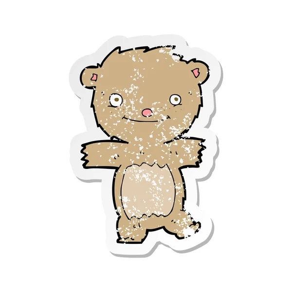 Retro distressed sticker of a cartoon teddy bear — Stock Vector