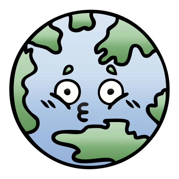 그라데이션 음영된 만화 행성 지구 — 스톡 벡터