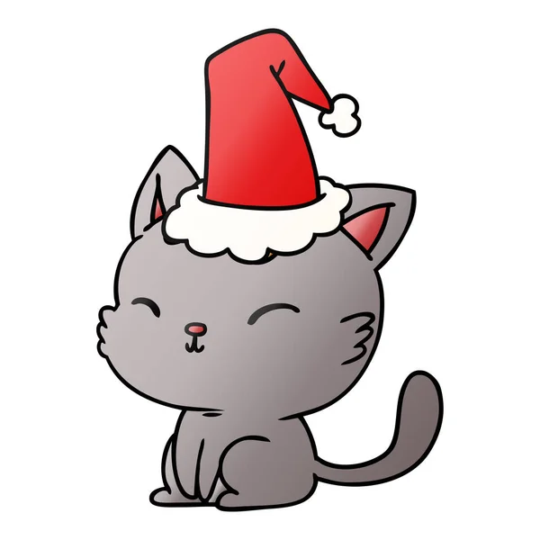 可愛い猫のクリスマス グラデーション漫画 — ストックベクタ