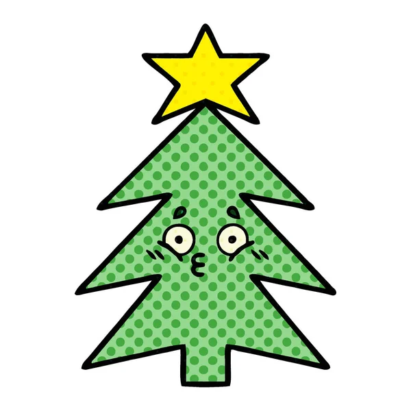 Βιβλίο κόμικ στυλ καρτούν χριστουγεννιάτικο δέντρο — Διανυσματικό Αρχείο