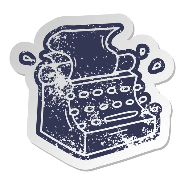 Distressed old sticker of old school typewriter — Stock Vector
