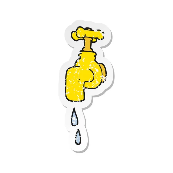 Retro distressed sticker of a cartoon dripping faucet — Stock Vector