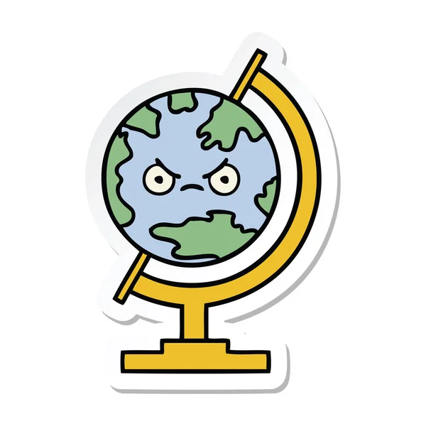 Etiqueta de um bonito globo dos desenhos animados do mundo — Vetor de Stock