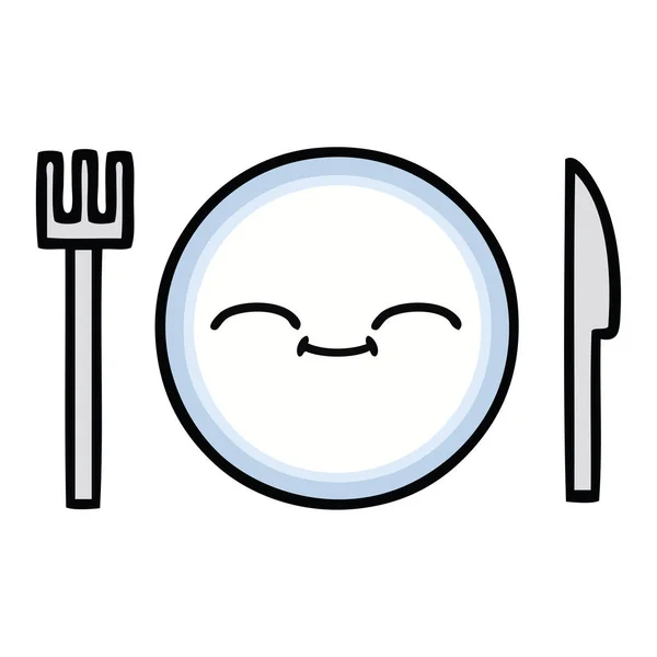 Lindo plato de la cena de dibujos animados — Vector de stock